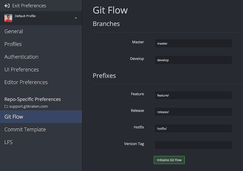 Gitflow Preferences